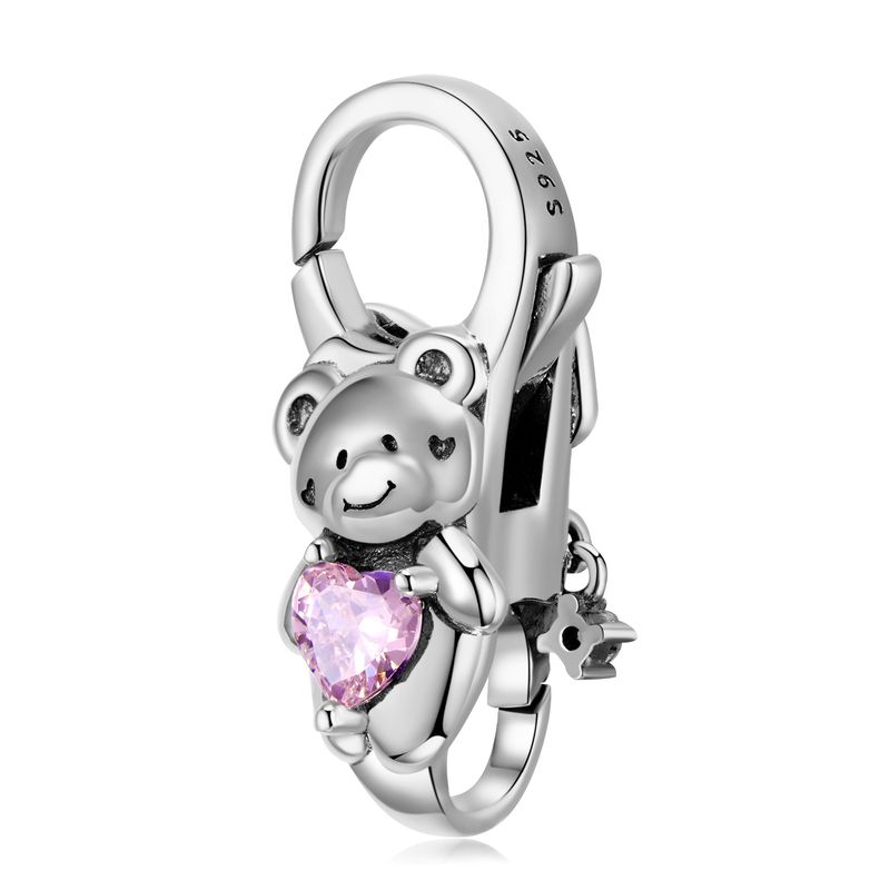 Kvinders perler elsker bjørn hummer lås pulver zirconium oxid sterling sølv halskæde armbånd gør det selv tilbehør spænde hoved_voghion.com