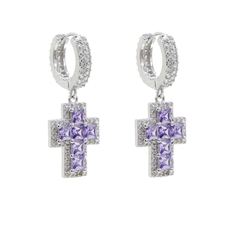 Style Simple Fashion New Cross Zircon Øreringe Klassiske mænds øreringe Øreringe Cross Supply_voghion.com