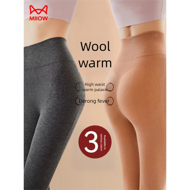 Cat People Pants For Women, Thickened Base Layer Seamless Tight-Fitting High-Waist Thermal Cotton Pants, Black L_voghion.com