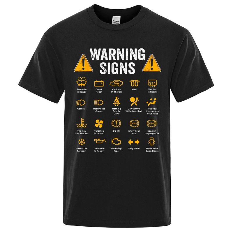 Segnali di pericolo di guida 101 Meccanico automatico Regalo Autista Divertente Stampa T-shirt Moda Casual T-shirt di grandi dimensioni T-shirt in cotone da uomo_voghion.com