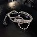 Sweet Cool Asymmetric Rhinestone Tassel Belt Buckle Necklace Bracelet For Women, Light Luxury Niche Design Hip Hop_voghion.com