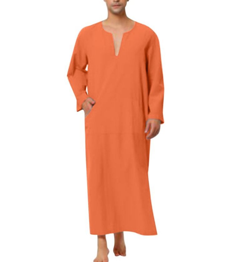 2024 Arabic style minimalist long Muslim robe men's_voghion.com