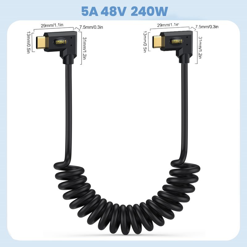 Spring Retractable Usb4 Double-Headed USB Type-C Cable Lighing Notebook 40Gbps High-Speed Transmission Coaxial PD Fast_voghion.com