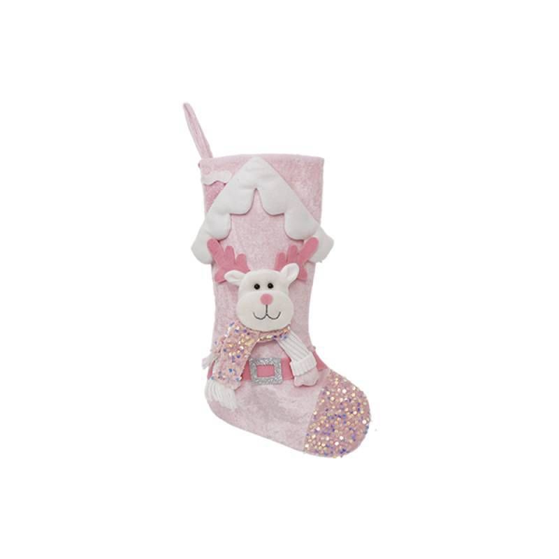 New Children's Pink Glitter Christmas Decorative Socks Gift Bag_voghion.com