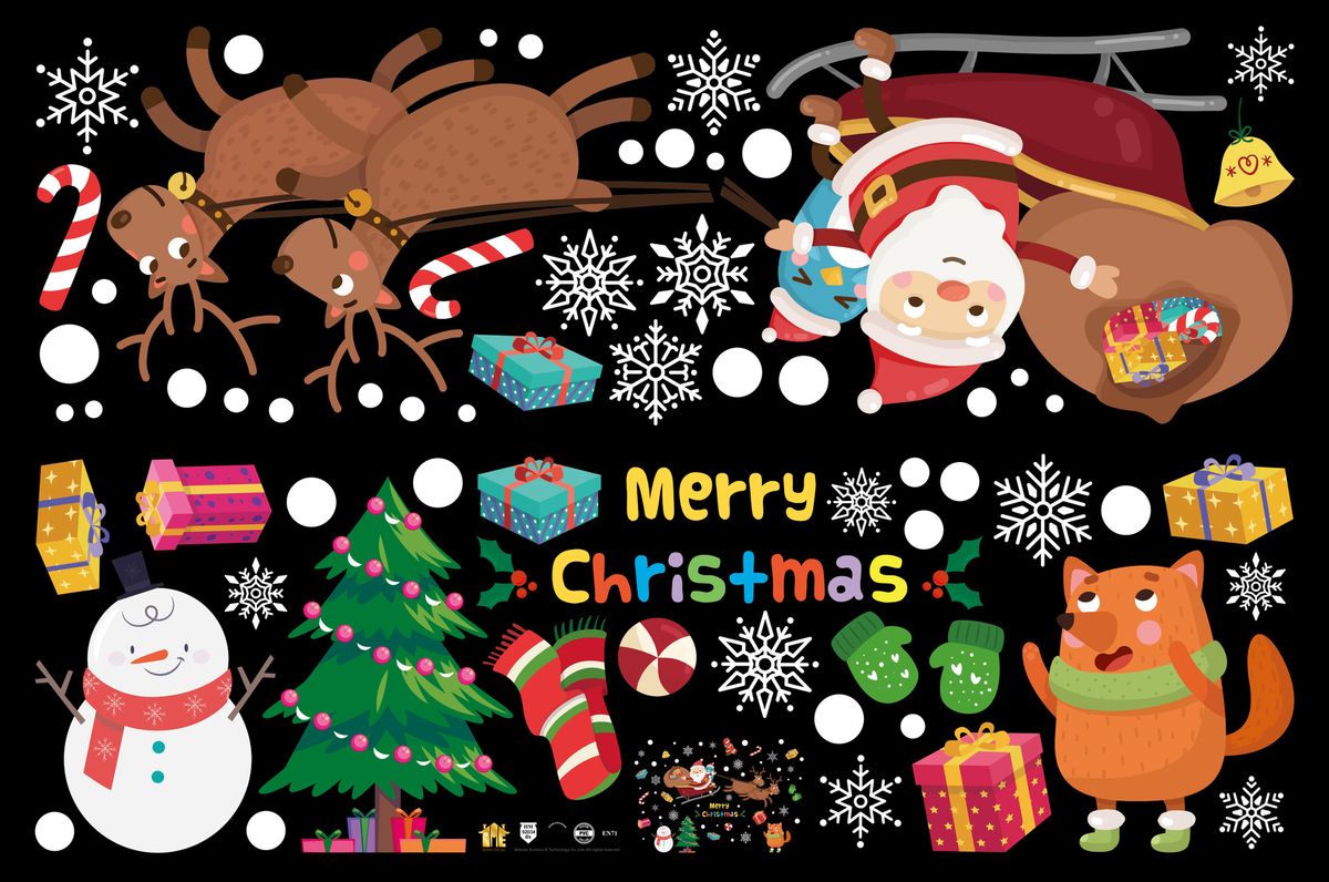 Set di adesivi per finestre natalizie - Adesivi murali in PVC da 60 cm x 90 cm per decorazioni natalizie per la casa, feste, esposizioni di negozi_voghion.com