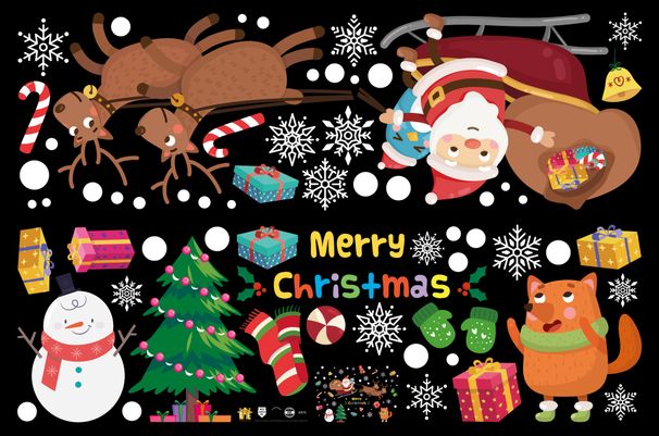 Set di adesivi per finestre natalizie - Adesivi murali in PVC da 60 cm x 90 cm per decorazioni natalizie per la casa, feste, esposizioni di negozi_voghion.com