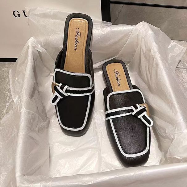 Baotou Mezzo Supporto Pantofole Estive Donna Capispalla New Net Rosso Versione Coreana Sandali e pantofole casual antiscivolo con tacco basso_voghion.com