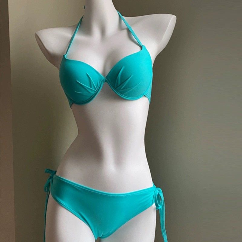 Maillot de bain bikini de style coréen pour femmes, avec armatures, push-up et ensemble trois pièces sexy, idéal pour les vacances dans les sources chaudes_voghion.com