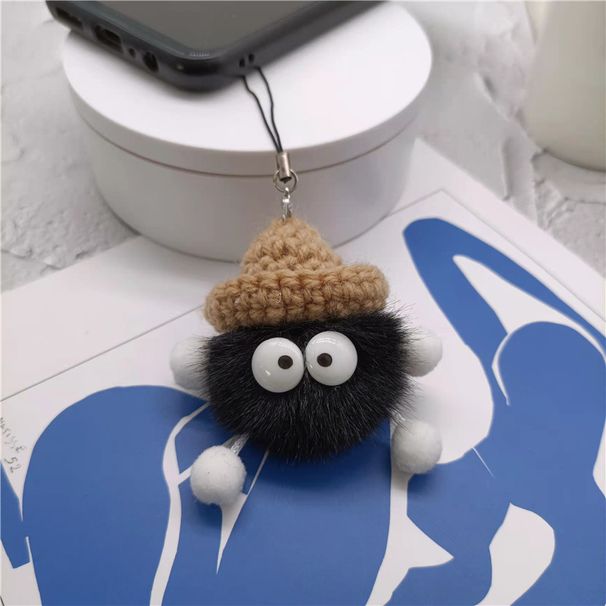 Dumb Small Coal Ball Plush Pendant Car Key Chain Pendant Cartoon Pendant Net Red Bag Plush Pendant_voghion.com