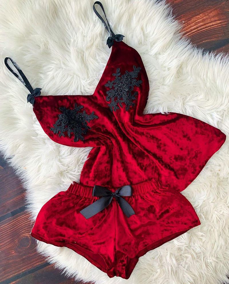 Women's Clothing Hot Style Pajamas Imitation Silk Nightgown Sexy Underwear Nightgown_voghion.com