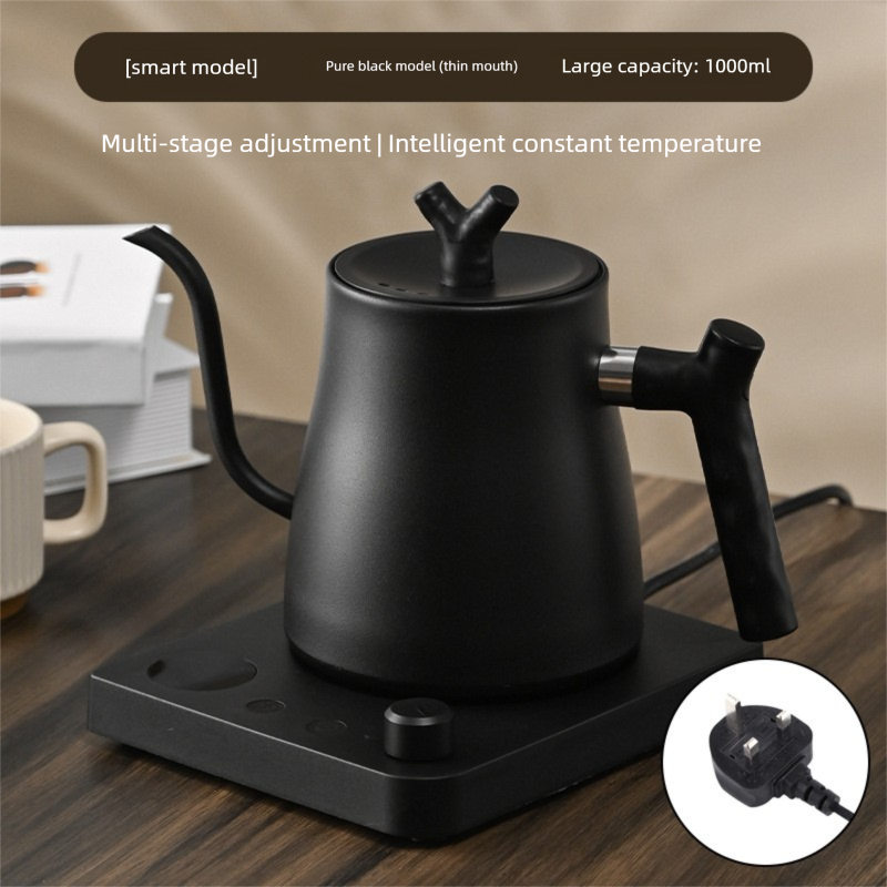 Bollitore elettrico di precisione a collo di cigno - Bollitore in acciaio inossidabile con controllo della temperatura per la preparazione di caffè e tè, riscaldamento rapido da 1200 W_voghion.com