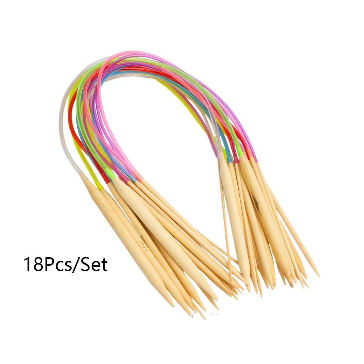 18pcs/Set Sweater Needle Ring Needle Color Tube Carbonized Double Pointed Bamboo Woolen Needle 40cm_voghion.com