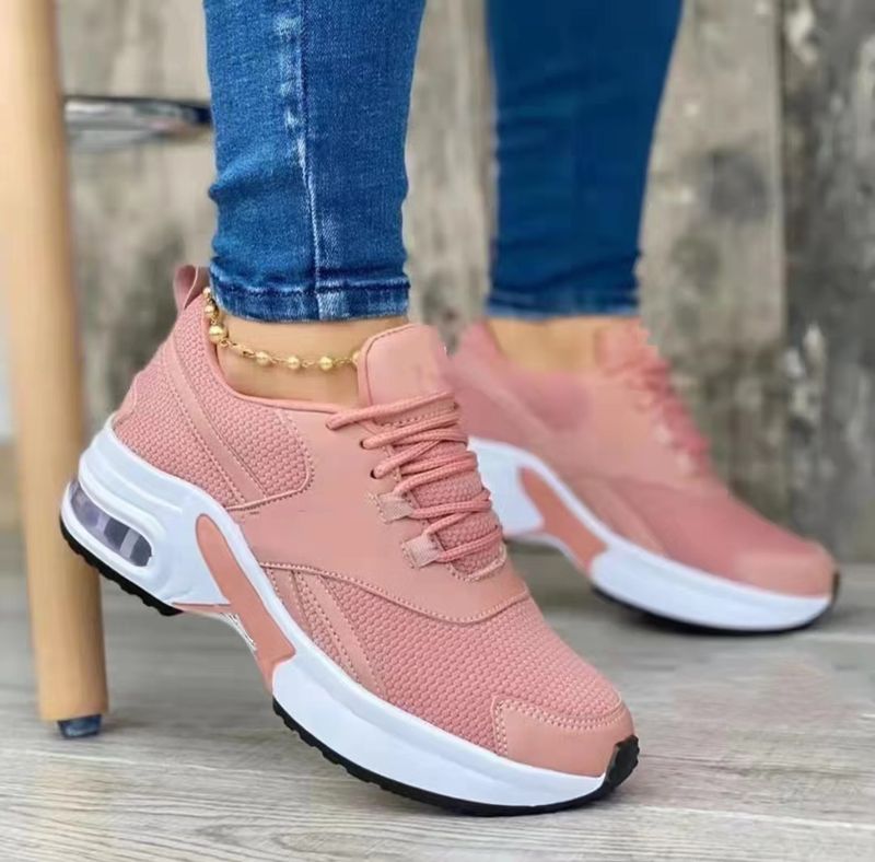 Gepolsterte Muffin-Freizeitschuhe aus Mesh mit Schnürung in Übergröße_voghion.com