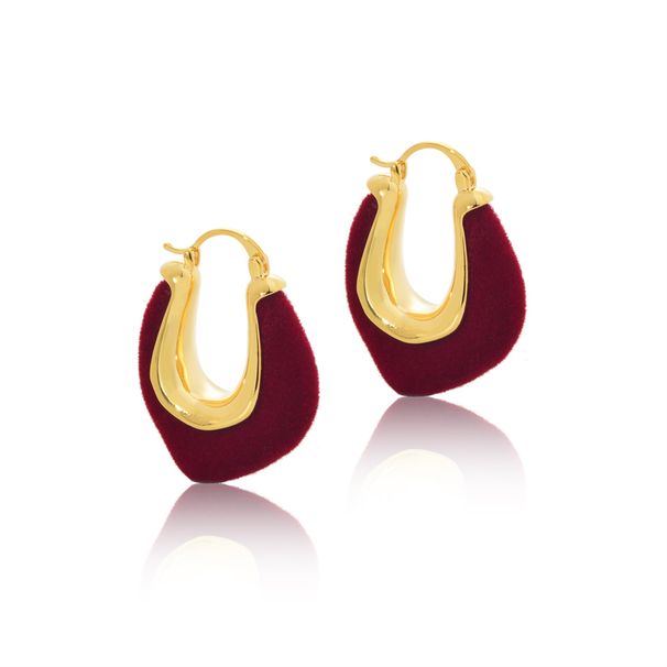 Herbst Winter Neue Mode Ancora Rot Samt Ohr Clips Licht High-end Elegante Ohrringe Schmuck_voghion.com