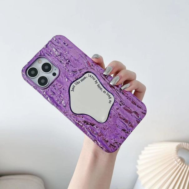 Mobile phone case for iPhone15 mobile phone case embossed rock pattern Internet celebrity mirror 14Promax Apple 13 protective cover new style_voghion.com
