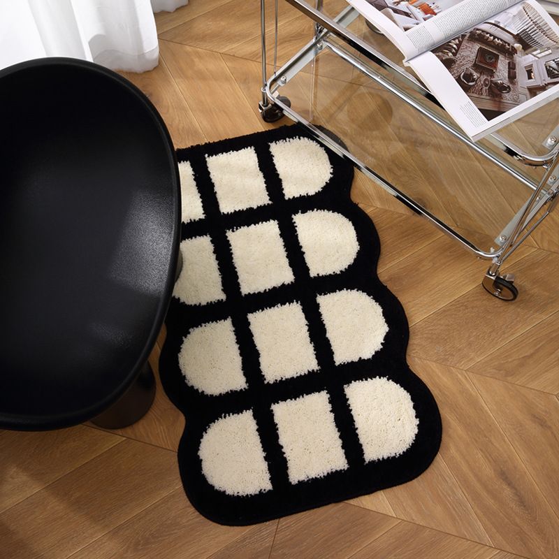 Hausgarten Badezimmer saugfähige Fußmatten Toilettentür Anti-Rutsch-Matten Schwarz-Weiß-Stil Beflockung dicker Toiletten-Teppich_voghion.com