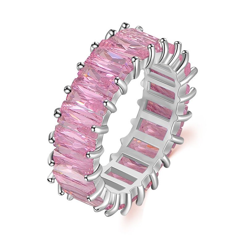 gioielli hip-hop colore misto anello zircone rettangolare anello universale uomo e donna_voghion.com