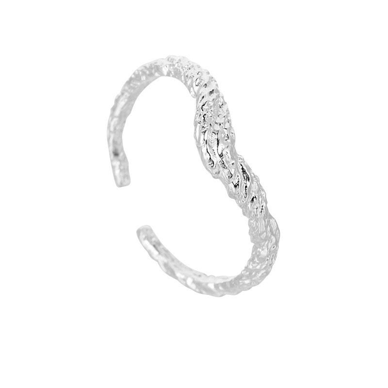 Sier VENUS Sterling Mode Serpentine Textuur V-vormige Ring Dames Rimpel Lava Open Ring Sieraden Cadeau Wh_voghion.com