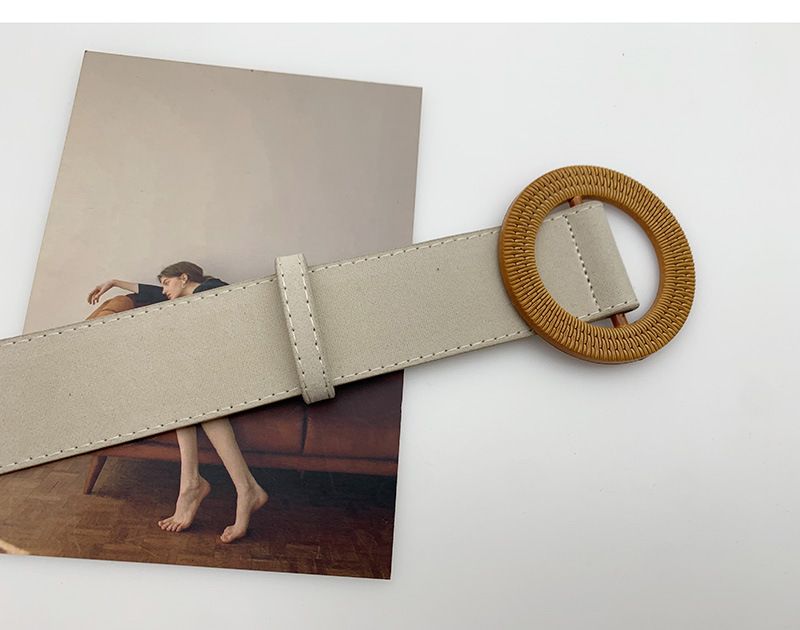 Women's Wide Suede, Fashionable And Versatile Round Buckle, With Coats, Skirts, Belts, Women's Sweaters, Black Waistband_voghion.com