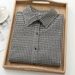 Retro Small Plaid Loose Cotton Shirt Long Sleeve Artsy_voghion.com