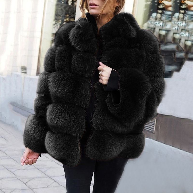 Women's coat  fox cross patchwork  fur_voghion.com