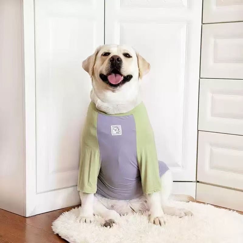 Summer Large Dog Thin Breathable Pet T-Shirt Golden Retriever Labrador Cute Clothes Anti-Shedding_voghion.com