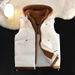 Youth Winter Hooded Vest – Thick Cotton Sleeveless Jacket, Fake Two-Piece Design (White/Black/Caramel/Brown/Red, L-5XL)_voghion.com