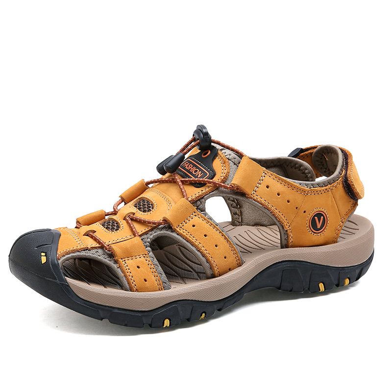 Men's Outdoor Sandals – Detachable Lining Leather Camping Shoes (12 Colors/Up To EU_voghion.com
