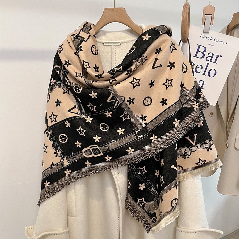 Écharpe en cachemire Pashmina pour femme, châles et enveloppes, épais et chauds, imprimés de marque Bufanda, mode hiver 2023_voghion.com