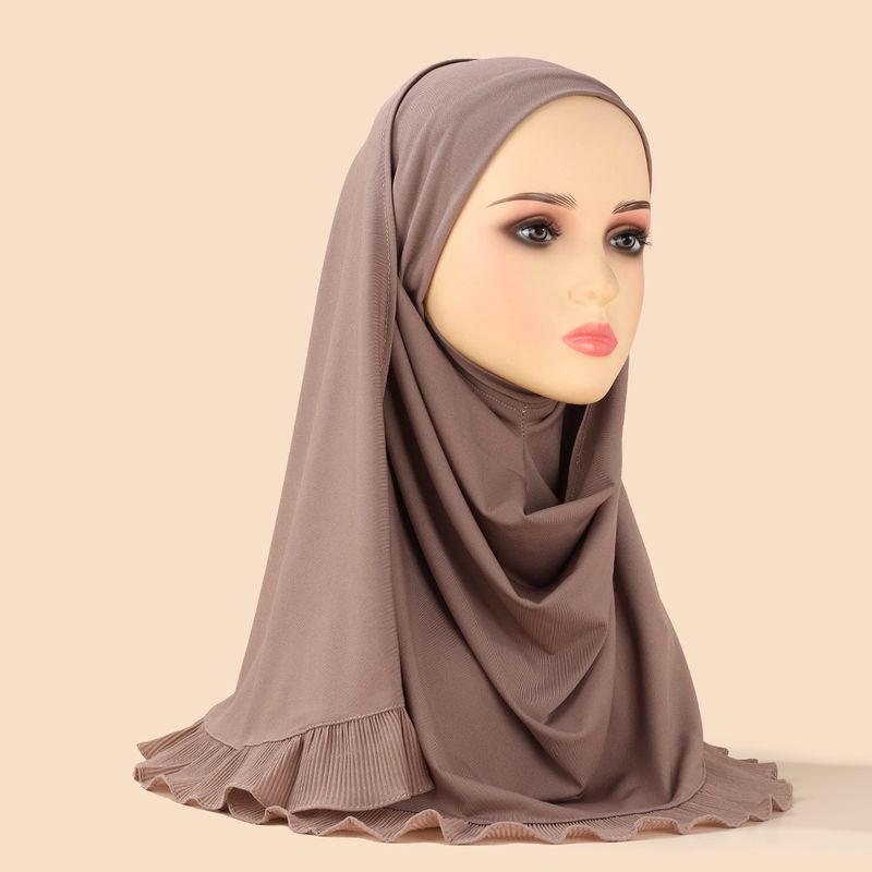 Women's Hijab single layer ruffled ladies scarf solid color crystal linen long scarf comfortable headscarf female_voghion.com