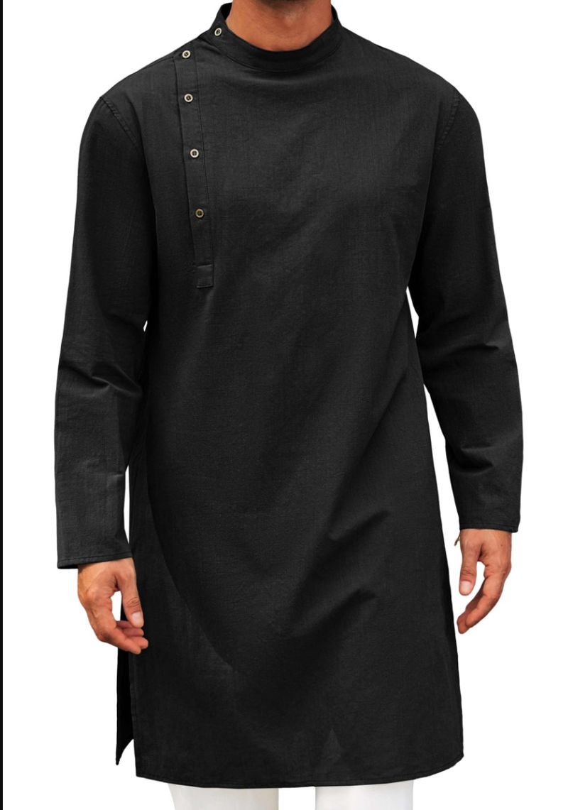Men's Clothing Fashionable Simple Long Shirt Muslim Men's Robe_voghion.com