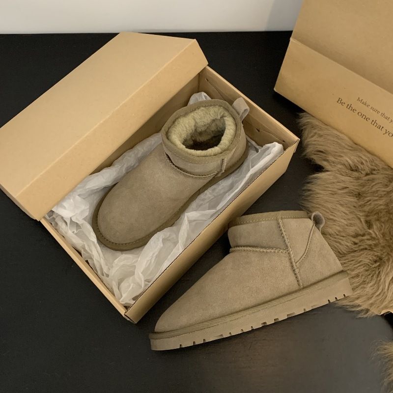 Zhou Dongyus gleiche Schneestiefel, Damenpelz integrierter kurzer Stil, 2023 Winter neue dicke und plüschige warme Baumwollschuhe_voghion.com