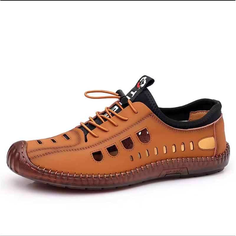 Herrenschuhe, lässige Sandalen für Herren, geschlossene Zehenschuhe, Leder, für Spaziergänge, Wandern, Trekking_voghion.com