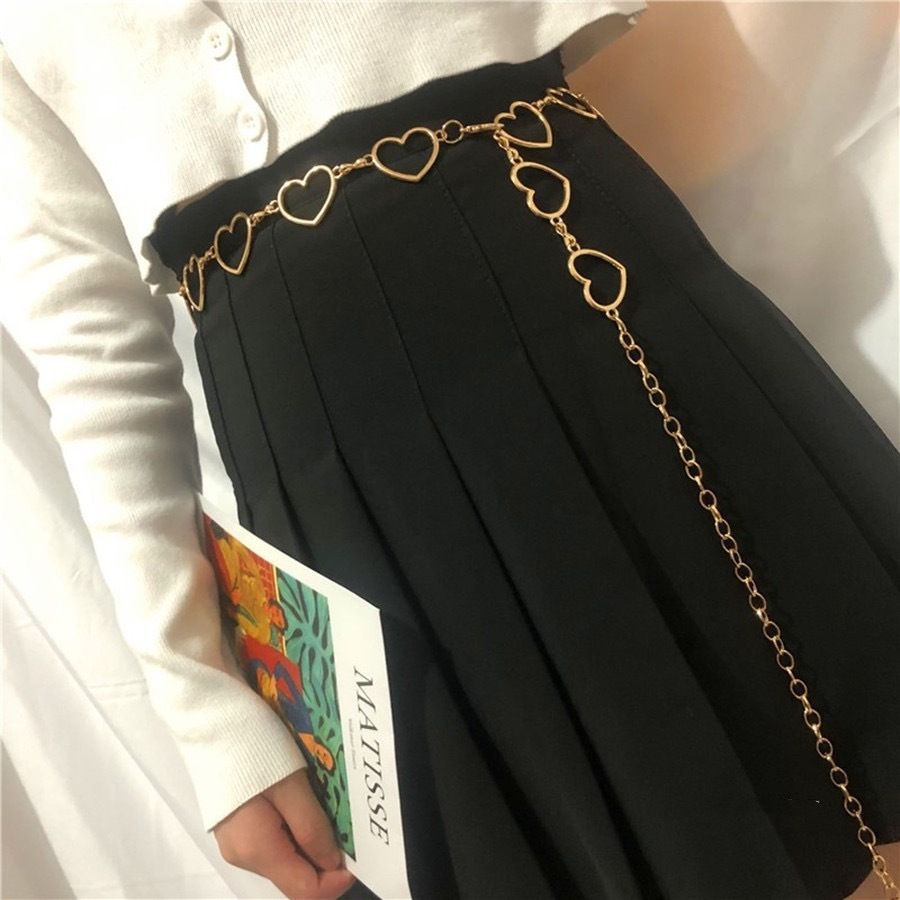 Set di catene per il corpo da donna con ciondolo a forma di girasole, in metallo punk, a forma di cuore rotondo_voghion.com