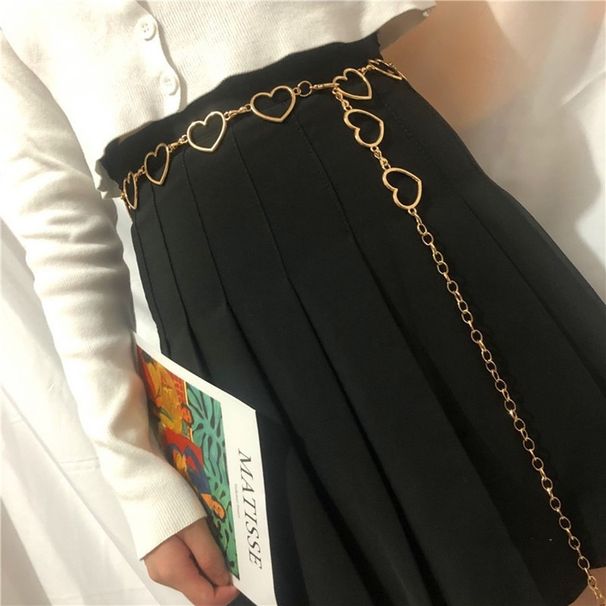 Set di catene per il corpo da donna con ciondolo a forma di girasole, in metallo punk, a forma di cuore rotondo_voghion.com