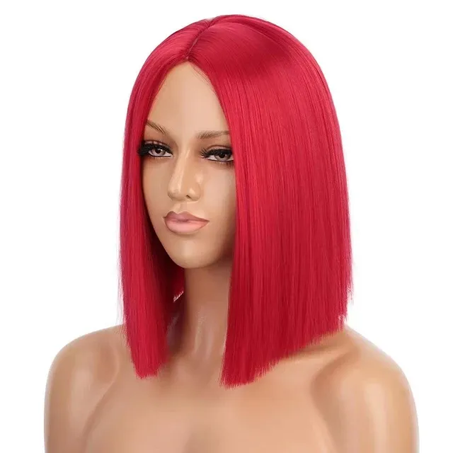 hot selling Straight Short Bob Human for Black Lace Brazilian Wigs Remy Hair Middle Part Side For Brown Women_voghion.com