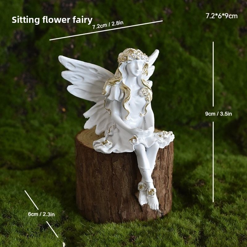 Nordische hochwertige weiße Blumenfeen-Skulptur, ästhetisches Ornament, Harzdekoration für den Eingangsbereich, TV- und Weinschrank-Display_voghion.com