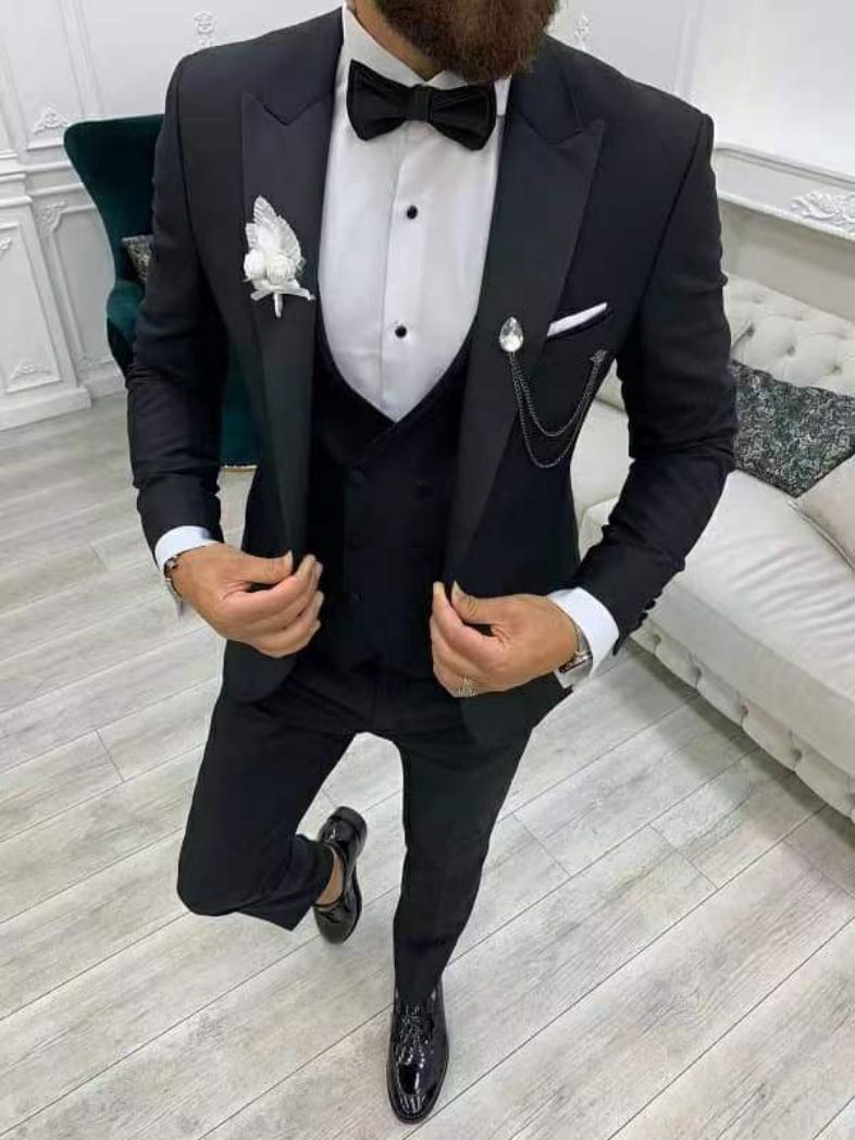 Men's Clothing Three piece Suit Groom Best Man Wedding Banquet Large Size_voghion.com