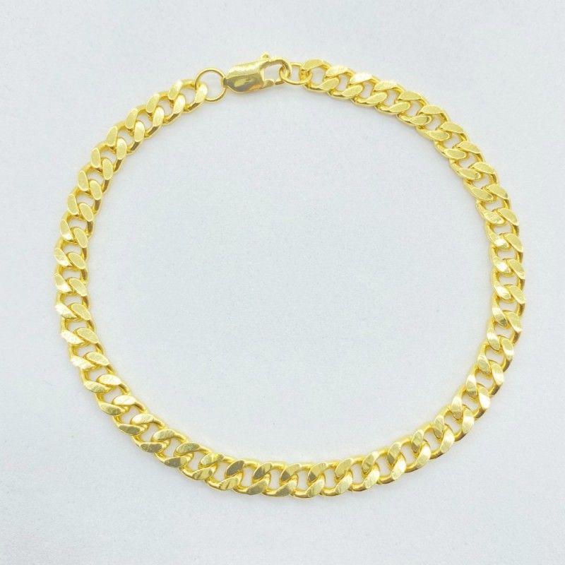 Bracciale da uomo in argento puro placcato oro vero con catena cubana, moda, fiore laterale, da donna_voghion.com