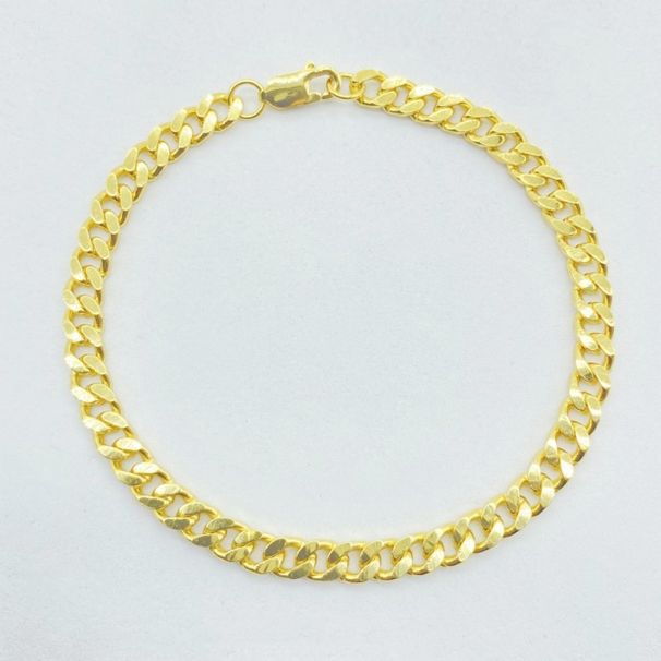 Bracciale da uomo in argento puro placcato oro vero con catena cubana, moda, fiore laterale, da donna_voghion.com