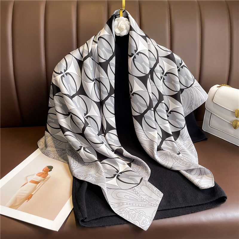 Minimalist Geometry Colored Scarf 90cm Square Scarf 2022 Spring/Summer New Women's Scarf Versatile Headband Shawl_voghion.com