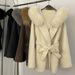 Luxury Dual-Tone Cashmere Blend Coat With Fox Fur Trim – Timeless Elegance For Metropolitan Women (70% Wool, Adjustable Belt, Hooded)_voghion.com