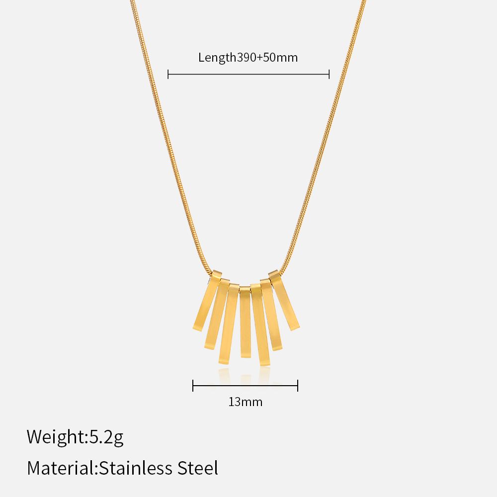 Einfache fächerförmige Halskette aus Edelstahl im kalten Stil, 14 Karat vergoldet, Schlüsselbeinkette, Netz, Promi-Schmuck, Anhänger mit weiblicher Persönlichkeit_voghion.com
