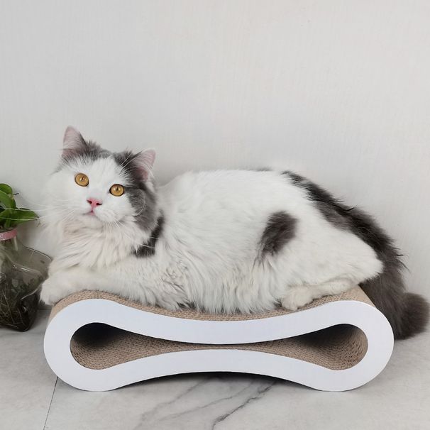 430-White Large Figure-8 Toy Hot-Selling High-Density Corrugated Paper Cat Scratching Board_voghion.com