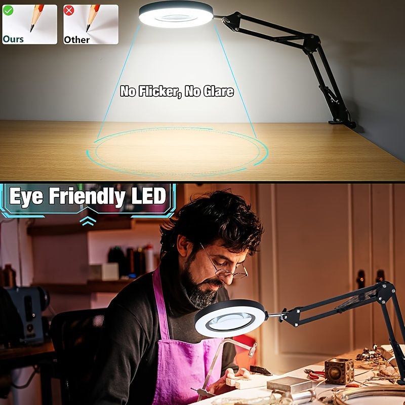 1 Foldable And Rotating Desktop Magnifying Glass With Light That Can Be Fixed On The Desktop_voghion.com
