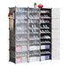 10 Tier 3 Row Shoe Rack Organizer Stackable Free Standing Shoe Storage Shelf Plastic Shoe Cabinet Tower with Transparent Doors for Heels Boots Slipper_voghion.com