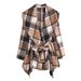 Moda donna nuova autunno e inverno classico cappotto a quadri con spalline a contrasto_voghion.com