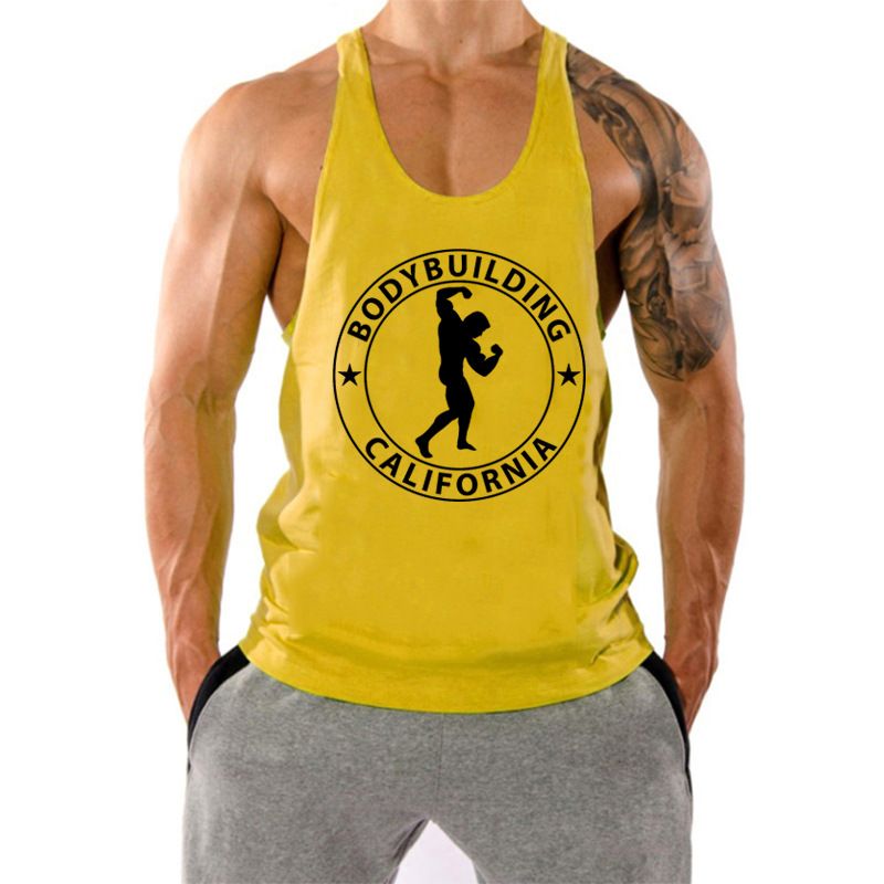 Gilet sportivo largo da uomo in cotone con scollo a V profondo per corsa indoor e fitness_voghion.com