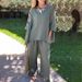 Women's new cotton and linen suits Women's fashion solid color loose casual trousers two-piece suit_voghion.com