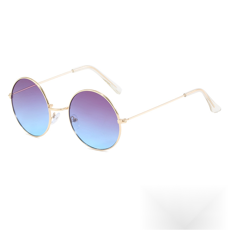 Gafas de sol con montura circular de color océano y diseño de patas de pato mandarín estilo punk, montura de metal ultraligera, combinables con_voghion.com